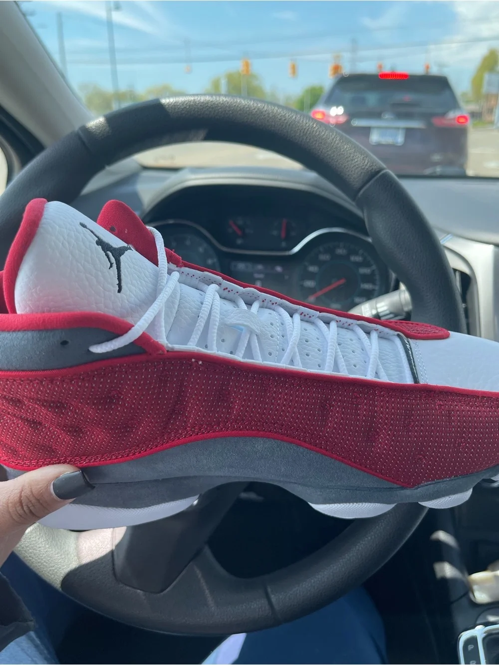 Jordan Men’s White/Black Sneakers with Red Jumpman